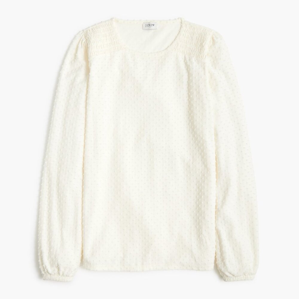 NWT J. Crew Womens Size XS Long Sleeve Clip Dot Textured Top NEW